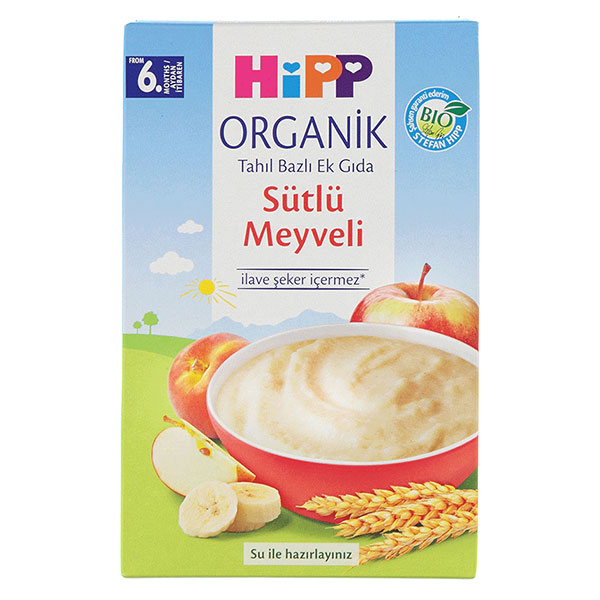 سرلاک ارگانیک هیپ شیر با طعم سیب هلو و موز بالای 6 ماه حجم 250 گرم